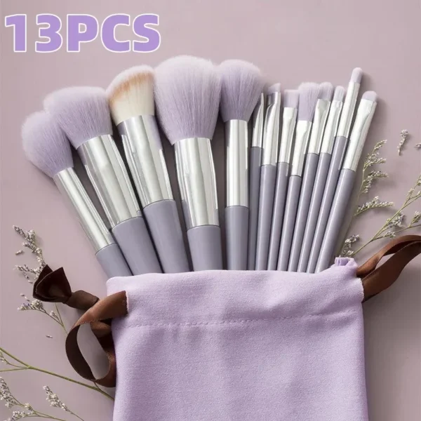 Ensemble de pinceaux de maquillage doux pour femmes 13pcs - Image 2