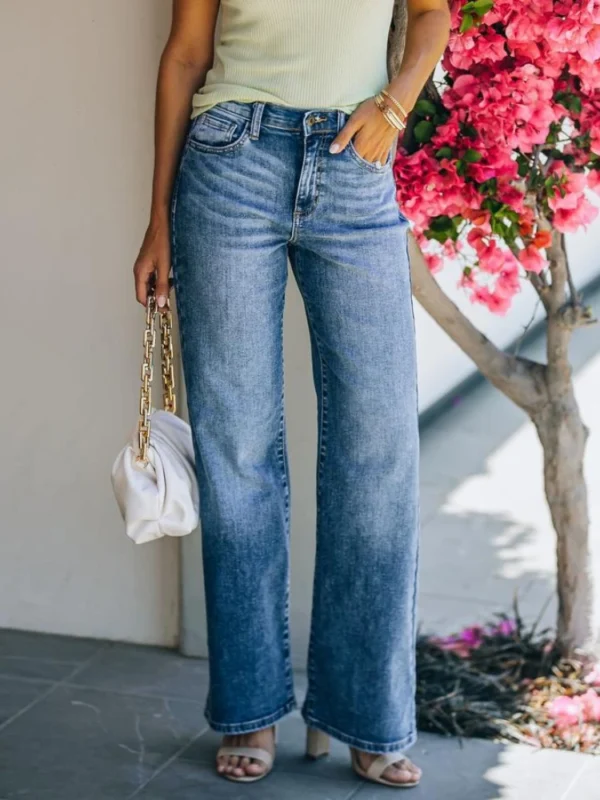 Jeans à jambes larges pour femmes,