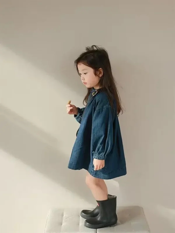 Robe en Jean bleu à Boutons pour fillettes - Image 4